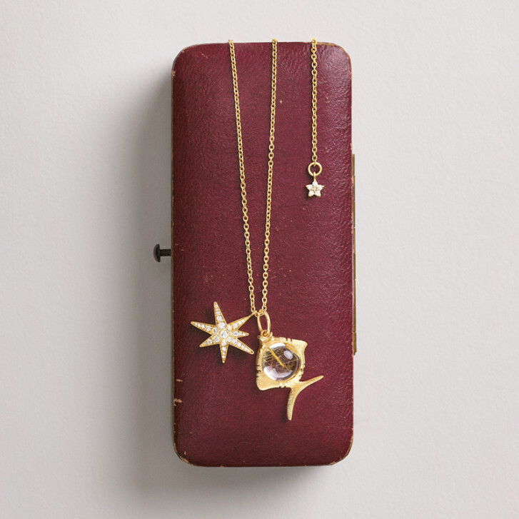 Funky Stars Collier 750 Gelbgold mit Brillanten
