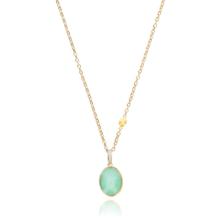 Boules Anhänger 750 Gelbgold mit Bergkristall, Jadeit & Brillanten, medium