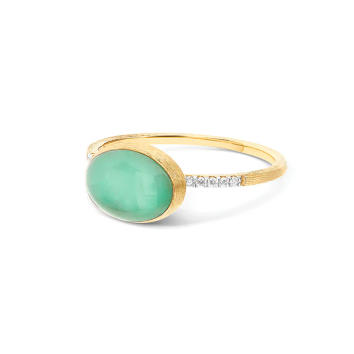 Boules Ring 750 Gelbgold mit Bergkristall, Jadeit &...