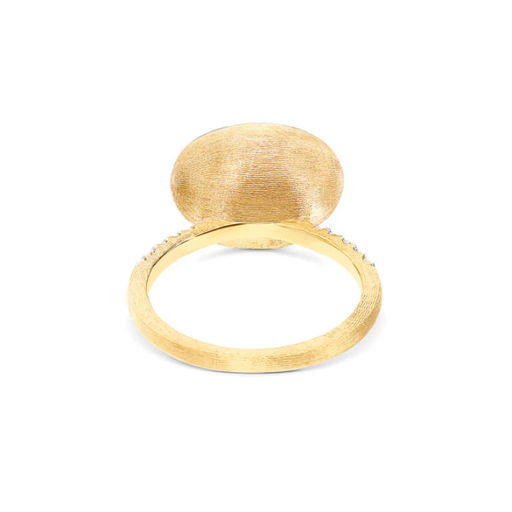 Boules Ring 750 Gelbgold mit Bergkristall, Amazonit & Brillanten, medium