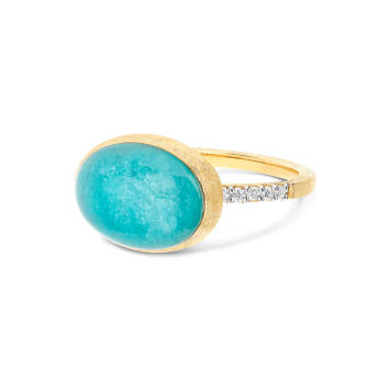 Boules Ring 750 Gelbgold mit Bergkristall, Amazonit &...