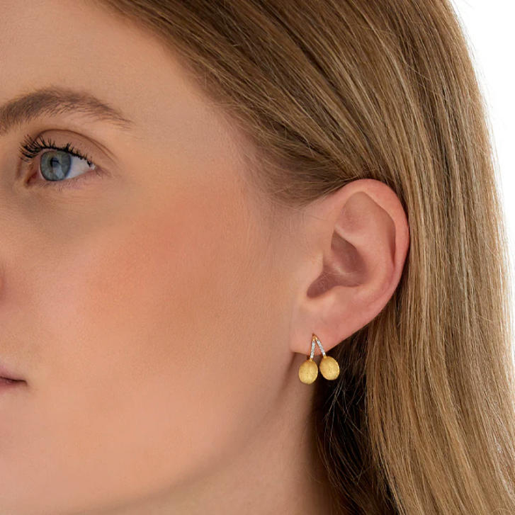 Ciliegine Ohrringe 750 Gelbgold mit Brillanten, mini