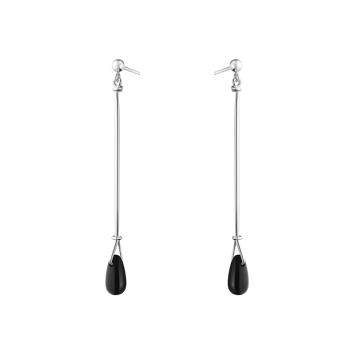 Vivianna Ohrringe 925 Silber mit schwarzem Achat, lang