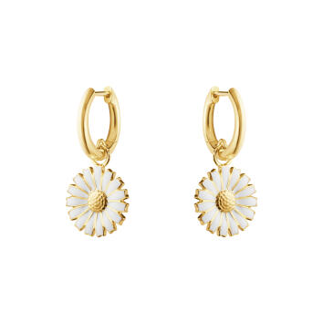 Daisy Creolen 925 Silber vergoldet, weiß