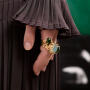 BoHo Ring 750 Gelbgold mit grünem Turmalin & Brillanten