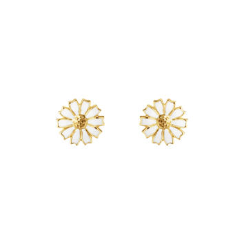Daisy Ohrstecker 925 Silber vergoldet, weiß