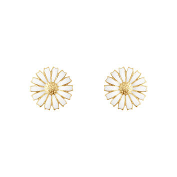 Daisy Ohrstecker 925 Silber vergoldet, weiß