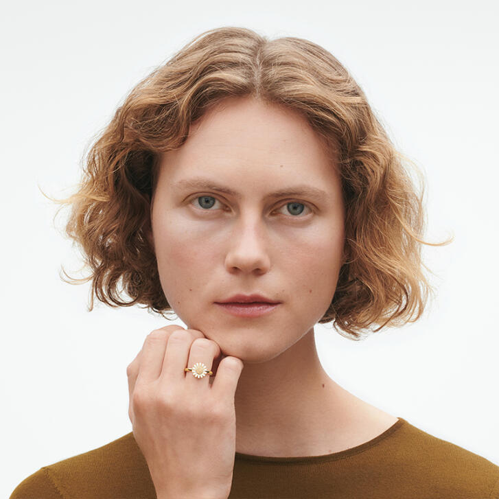 Daisy Ring 925 Silber vergoldet mit Brillanten