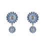 Daisy Ohrringe Double 925 Silber rhodiniert, blau