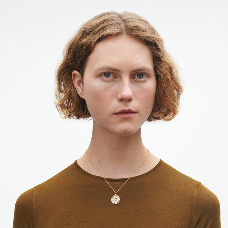 Daisy Anhänger 925 Silber vergoldet, weiß