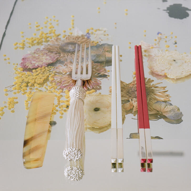 Uni Essstäbchen weiß, versilbert