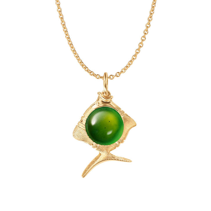 Young Fish Anhänger 750 Gelbgold mit Serpentin