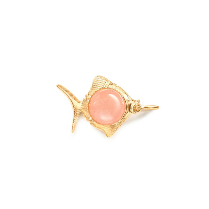Young Fish Anhänger 750 Gelbgold mit Blush Mondstein
