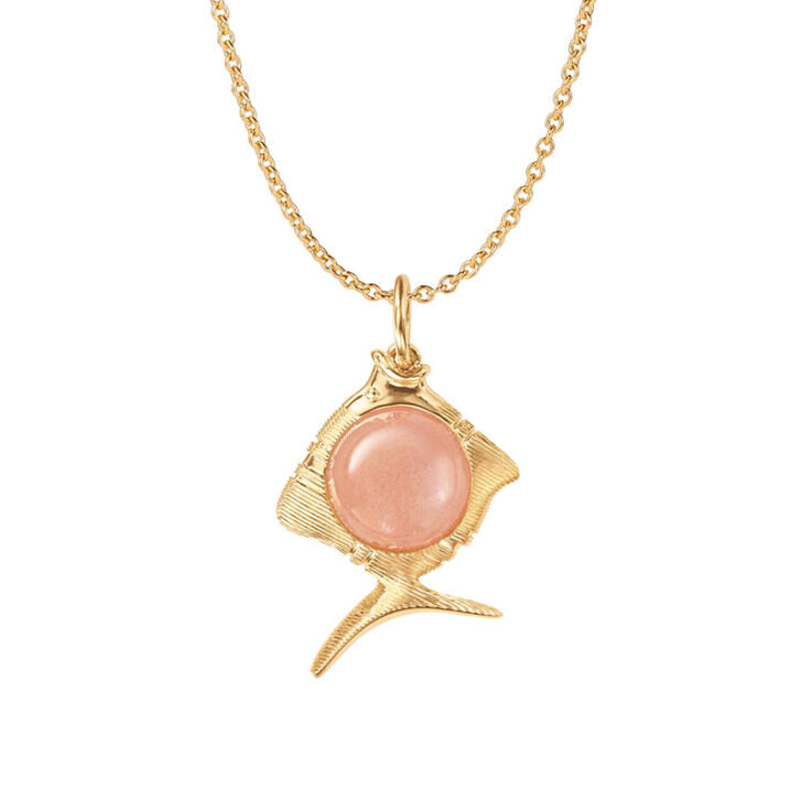 Young Fish Anhänger 750 Gelbgold mit Blush Mondstein