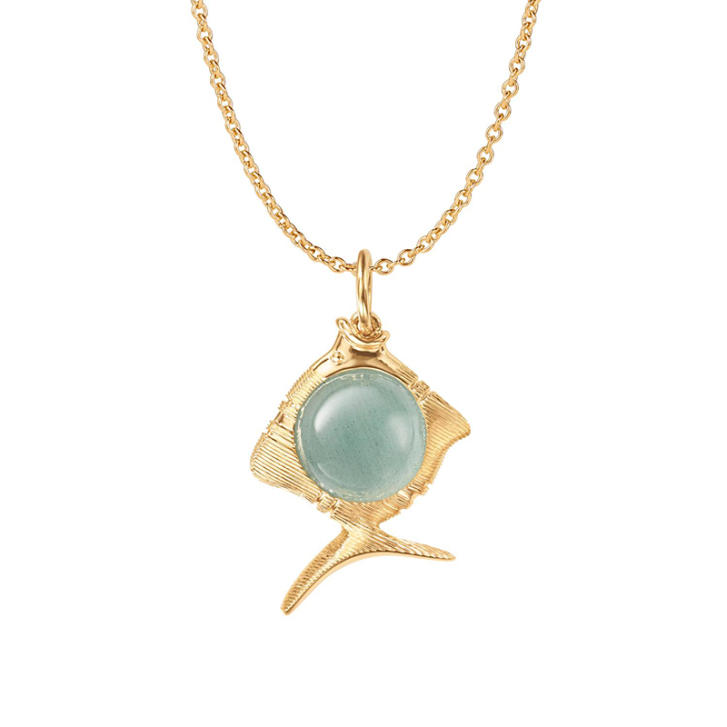 Young Fish Anhänger 750 Gelbgold mit Aquamarin