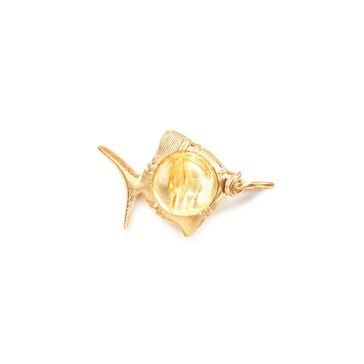 Young Fish Anhänger 750 Gelbgold mit Rutilquarz