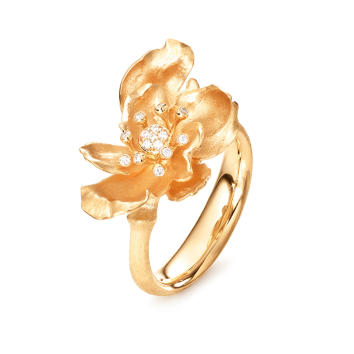 Wild Rose Ring small 750 Gelbgold mit Brillanten