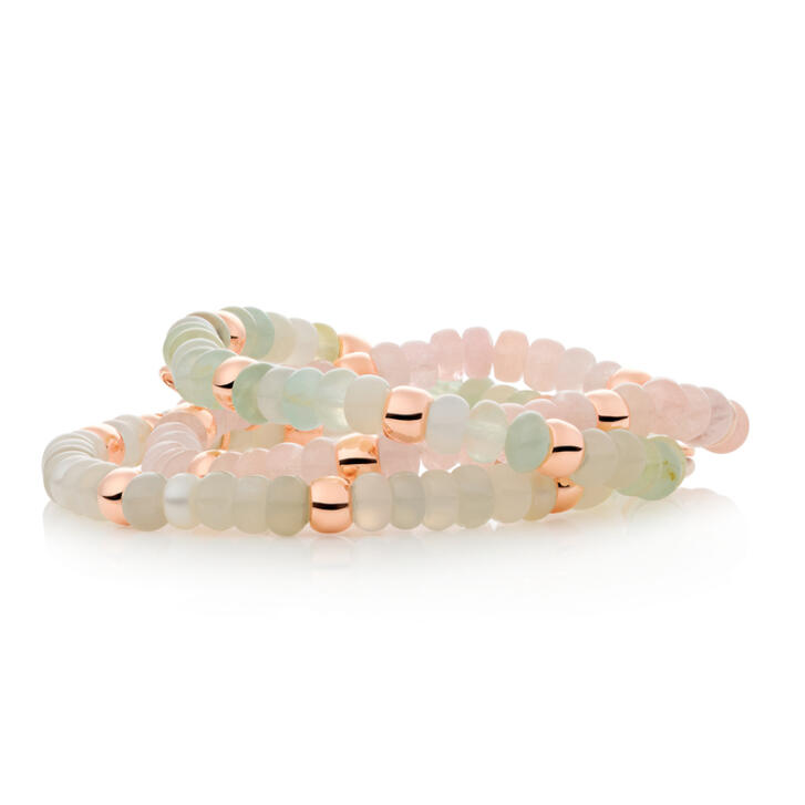 Reflex Armband Mix 750 Roségold mit Aventurin, rosa Beryll, Prehnit & weißem Mondstein