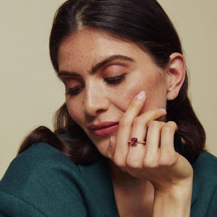 Bron Catch Ring 750 Roségold mit rosa Turmalin & Brillanten