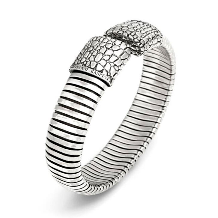 Croco Armreif 925 Silber, breit