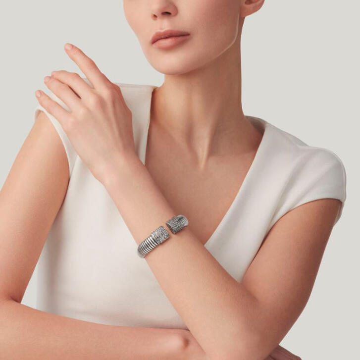 Croco Armreif 925 Silber, breit