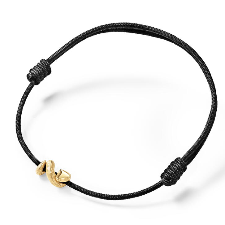 Snakes Mini Charm Armband 750 Gelbgold, schwarz