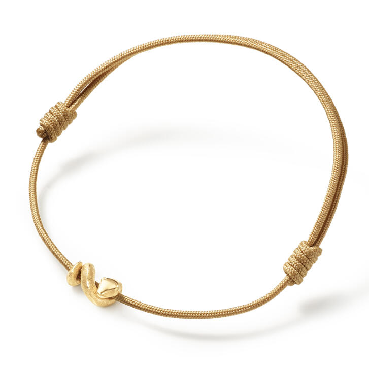 Snakes Mini Charm Armband 750 Gelbgold, beige