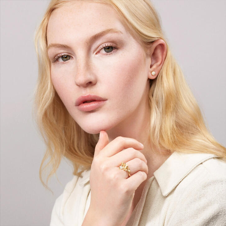 BoHo Ring 750 Gelbgold mit Brillant
