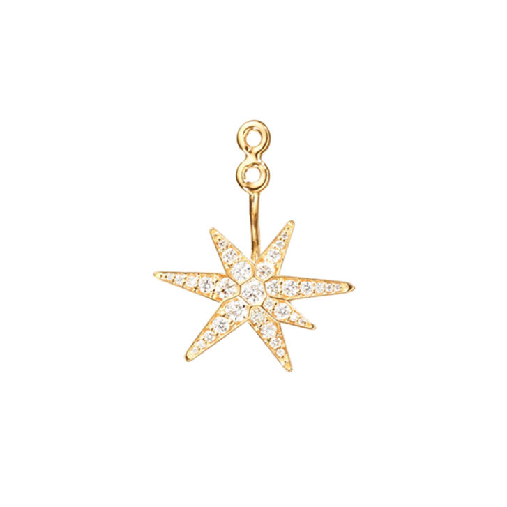 Funky Stars Ohrring Einhänger 750 Gelbgold mit Brillanten
