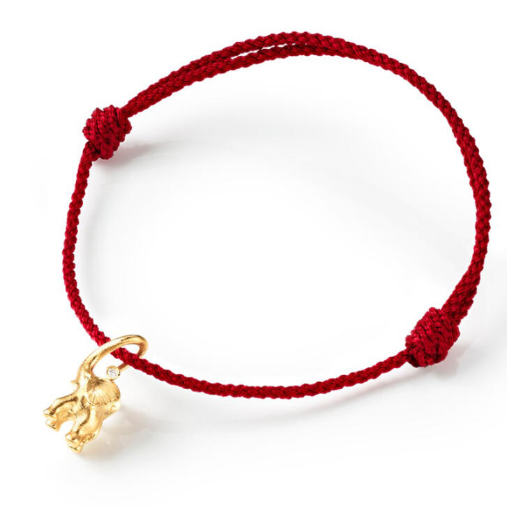 Elephant Armband 750 Gelbgold mit Brillant, rot