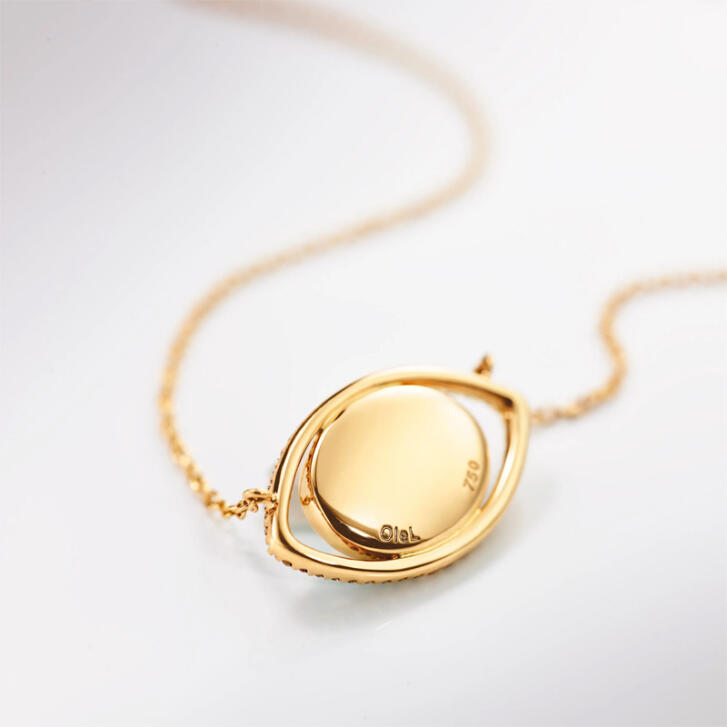 Shooting Stars Evil Eye Collier 750 Gelbgold mit Türkis, Tigerauge-Quarz, Onyx & Brillanten