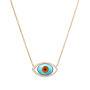 Shooting Stars Evil Eye Collier 750 Gelbgold mit Türkis, Tigerauge-Quarz, Onyx & Brillanten