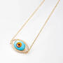 Shooting Stars Evil Eye Collier 750 Gelbgold mit Türkis, Tigerauge-Quarz, Onyx & Brillanten
