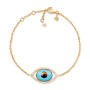 Shooting Stars Evil Eye Armband 750 Gelbgold mit Türkis, Tigerauge-Quarz, Onyx & Brillanten