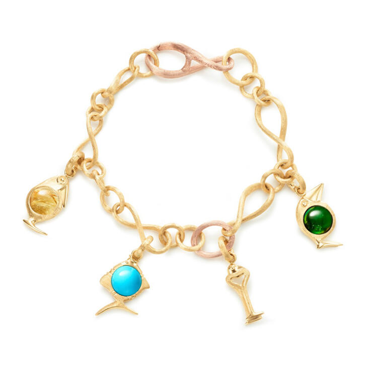 Bird Family Charm 750 Gelbgold mit Rutilquarz