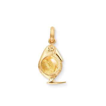 Bird Family Charm 750 Gelbgold mit Rutilquarz