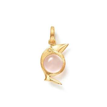 Bird Family Charm 750 Gelbgold mit Rosenquarz