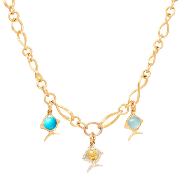 Young Fish Charm 750 Gelbgold mit Türkis