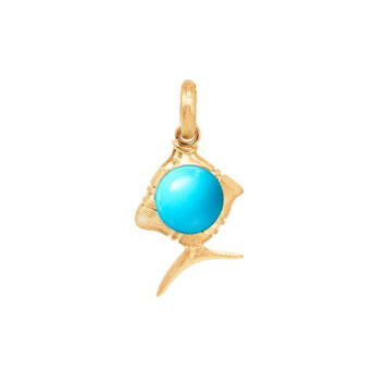 Young Fish Charm 750 Gelbgold mit Türkis