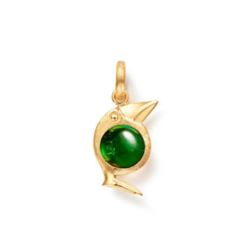 Bird Family Charm 750 Gelbgold mit grünem Turmalin