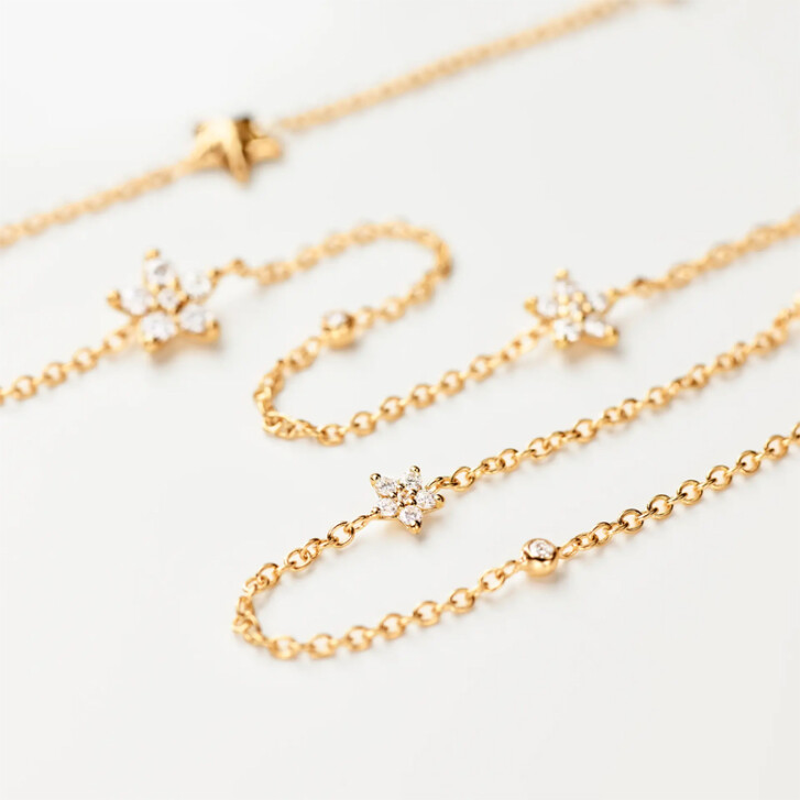 Collier Shooting Stars 750 Gelbgold mit Brillanten 80 cm