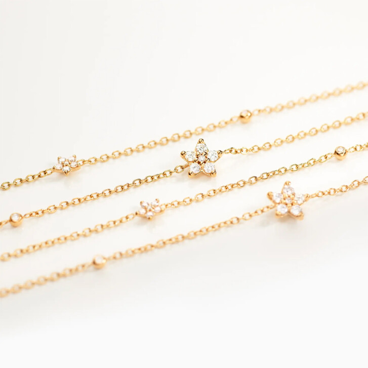 Collier Shooting Stars 750 Gelbgold mit Brillanten 80 cm