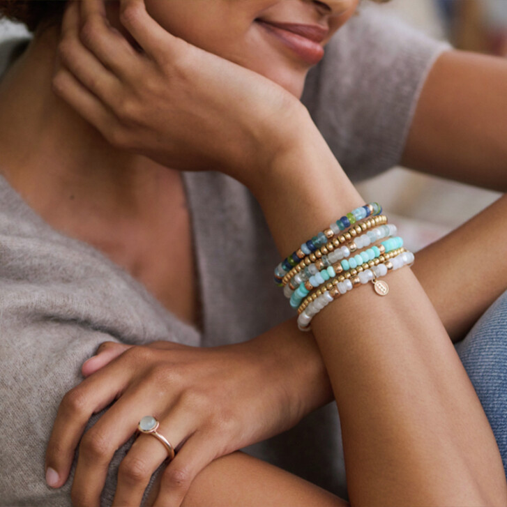 Reflex Armband Mix 750 Roségold mit Aquamarin, Apatit, Kyanit & Peridot
