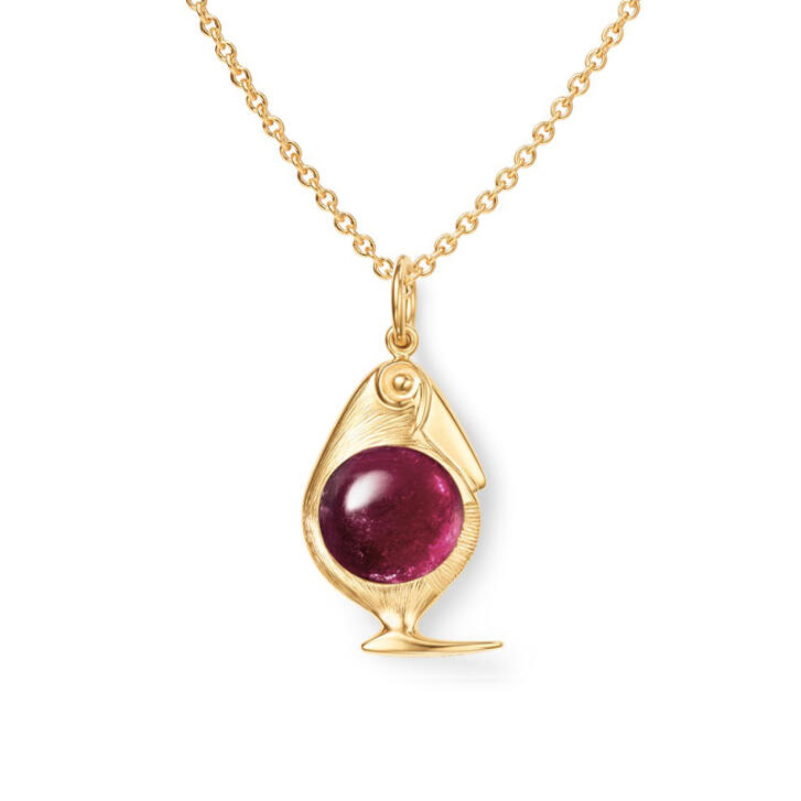 Bird Family Anhänger 750 Gelbgold mit kirschrotem Turmalin