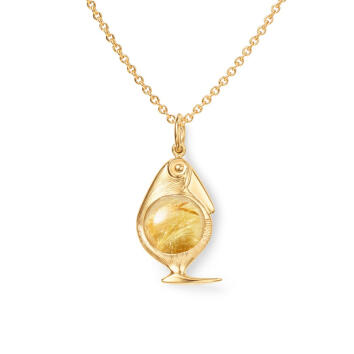Bird Family Anhänger 750 Gelbgold mit Rutilquarz