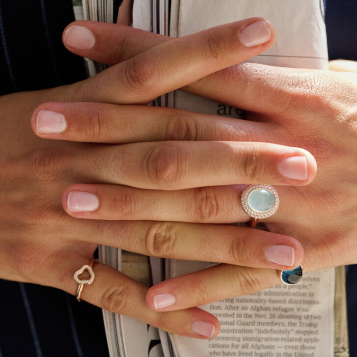 Bron Solar Ring 750 Roségold mit Aquamarin & Brillanten