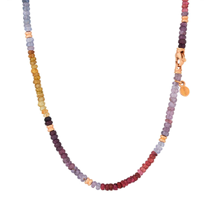 Edelstein Kette Mix 750 Roségold mit Saphir & Spinell
