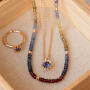 Edelstein Kette Mix 750 Roségold mit Saphir & Spinell