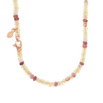 Edelstein Kette Mix 750 Roségold mit Citrin, rosa...