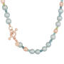 Edelstein Kette Mix 750 Roségold mit Akoya Perlen, London Blue Topas, Peridot & Apatit